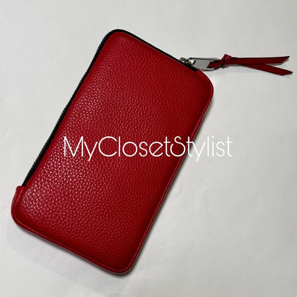 BANDOLIER Expanded Pouch Red Leather Crossbody Purse NEW! Zipper Bag SILVER ZIP - Picture 7 of 7
